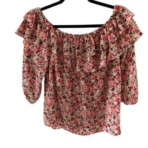 NWT Vince Camuto Off Shoulder Floral Blouse Small Pink